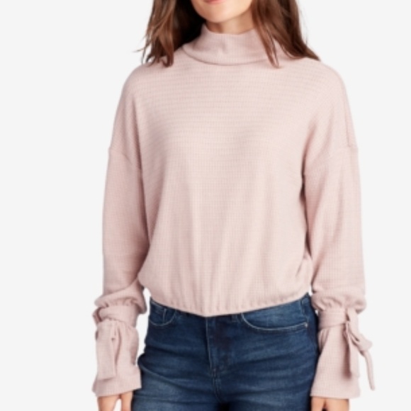 William Rast Tops - William Rast Elle Mock Neck Tie Cuff Thermal Top
